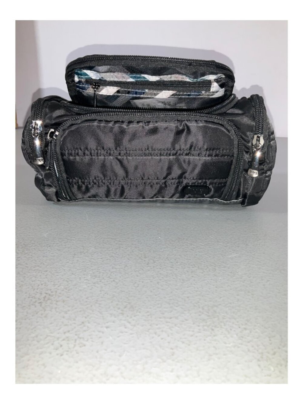 Lug Mini Trolley Cosmetic Case - Compact, Butterfly Pattern, Lead-Safe, Black